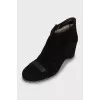 Black suede wedge ankle boots