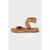 Brown suede and leather sandals