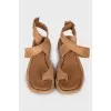 Brown suede and leather sandals