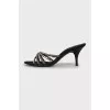 Black textile stiletto sandals