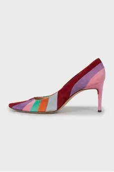 Mixed color suede shoes