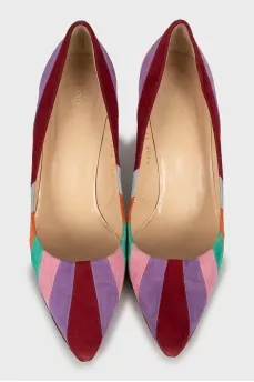 Mixed color suede shoes