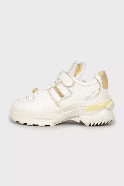 Men's white sneakers with chunky soles