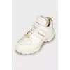 Men's white sneakers with chunky soles