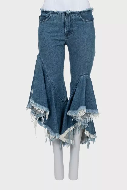 Ruffled denim breeches
