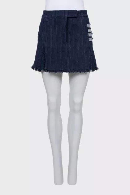 Blue mini skirt with fringe
