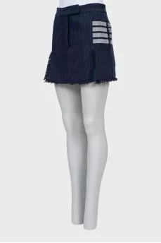 Blue mini skirt with fringe