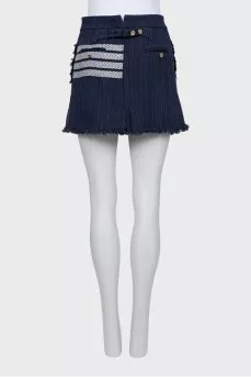 Blue mini skirt with fringe