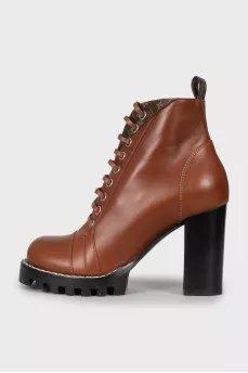 Brown leather ankle boots