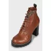 Brown leather ankle boots