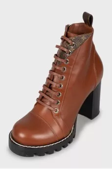 Brown leather ankle boots