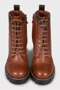 Brown leather ankle boots