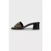 Leather block heel slides