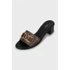 Leather block heel slides