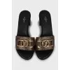 Leather block heel slides