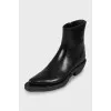 Leather boots with tag
