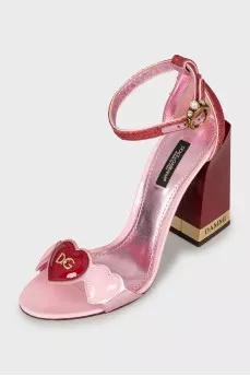 Pink block heel sandals