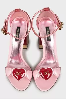 Pink block heel sandals