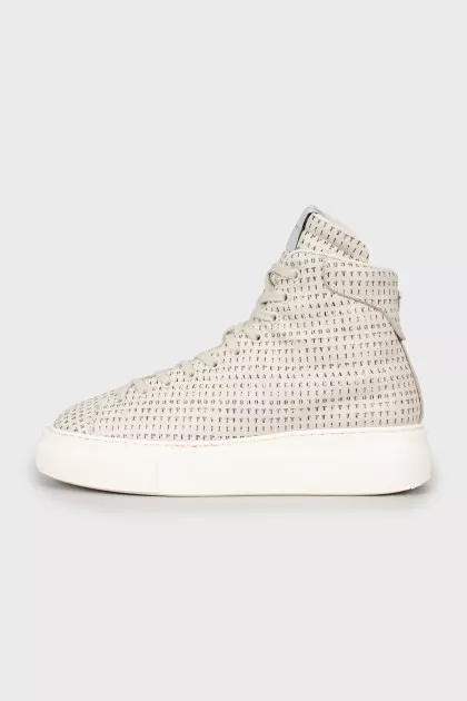 Printed leather boots
