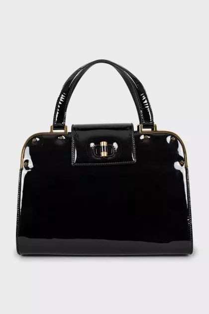 Patent leather tote bag