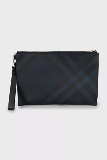 Men's checked clutch