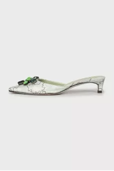 Textile mules with decor