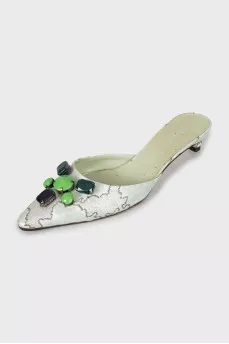 Textile mules with decor