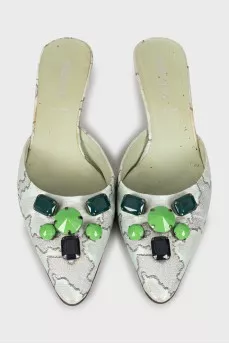 Textile mules with decor