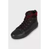 Lace-up boots with check print