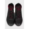 Lace-up boots with check print