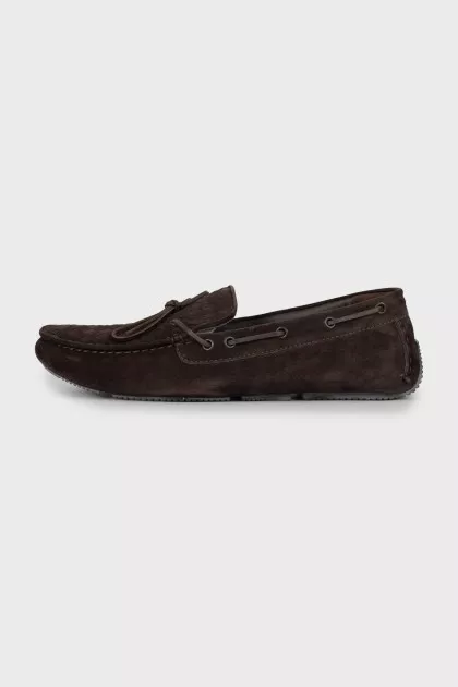 Men's suede moccasins with weave