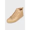 Men's beige leather sneakers