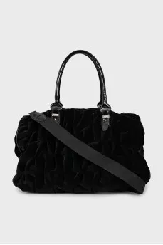 Velor bag with silver hardware