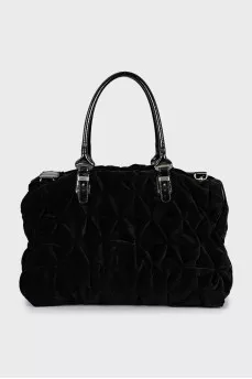 Velor bag with silver hardware