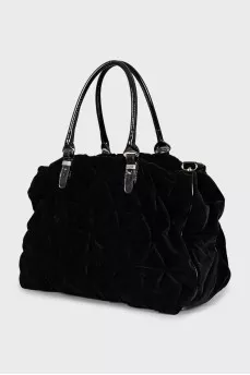Velor bag with silver hardware