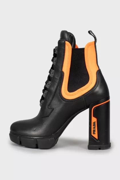 Leather Block Heel Ankle Boots