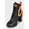 Leather Block Heel Ankle Boots