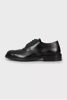 Men's black leather brogues