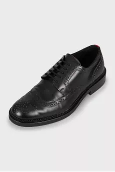 Men's black leather brogues
