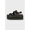 Black chunky wedge sandals
