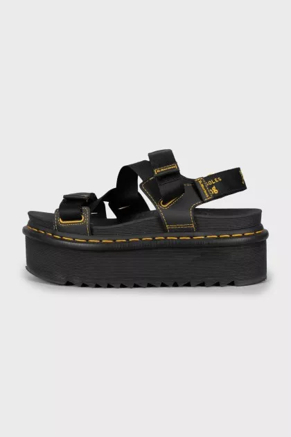 Black chunky wedge sandals