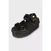 Black chunky wedge sandals