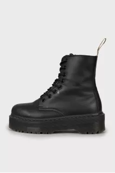 Black leather lace-up boots