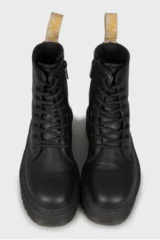 Black leather lace-up boots