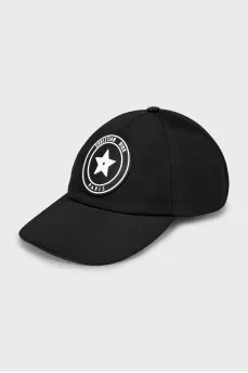 Black cap with brand logo