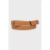 Thin brown leather belt