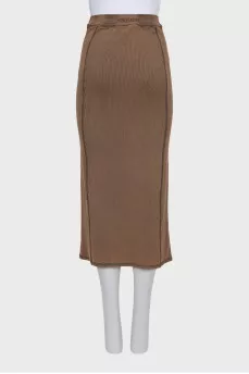 Ribbed midi skirt with raised seams
