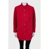Red denim shirt