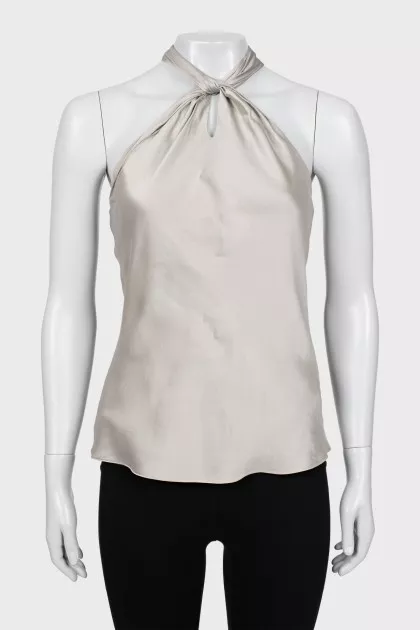 Silk tie back top