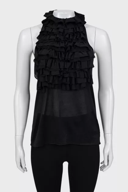 Semi-sheer ruffled tank